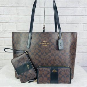 3PCS Coach Avenue Tote Wallet Wristlet Set